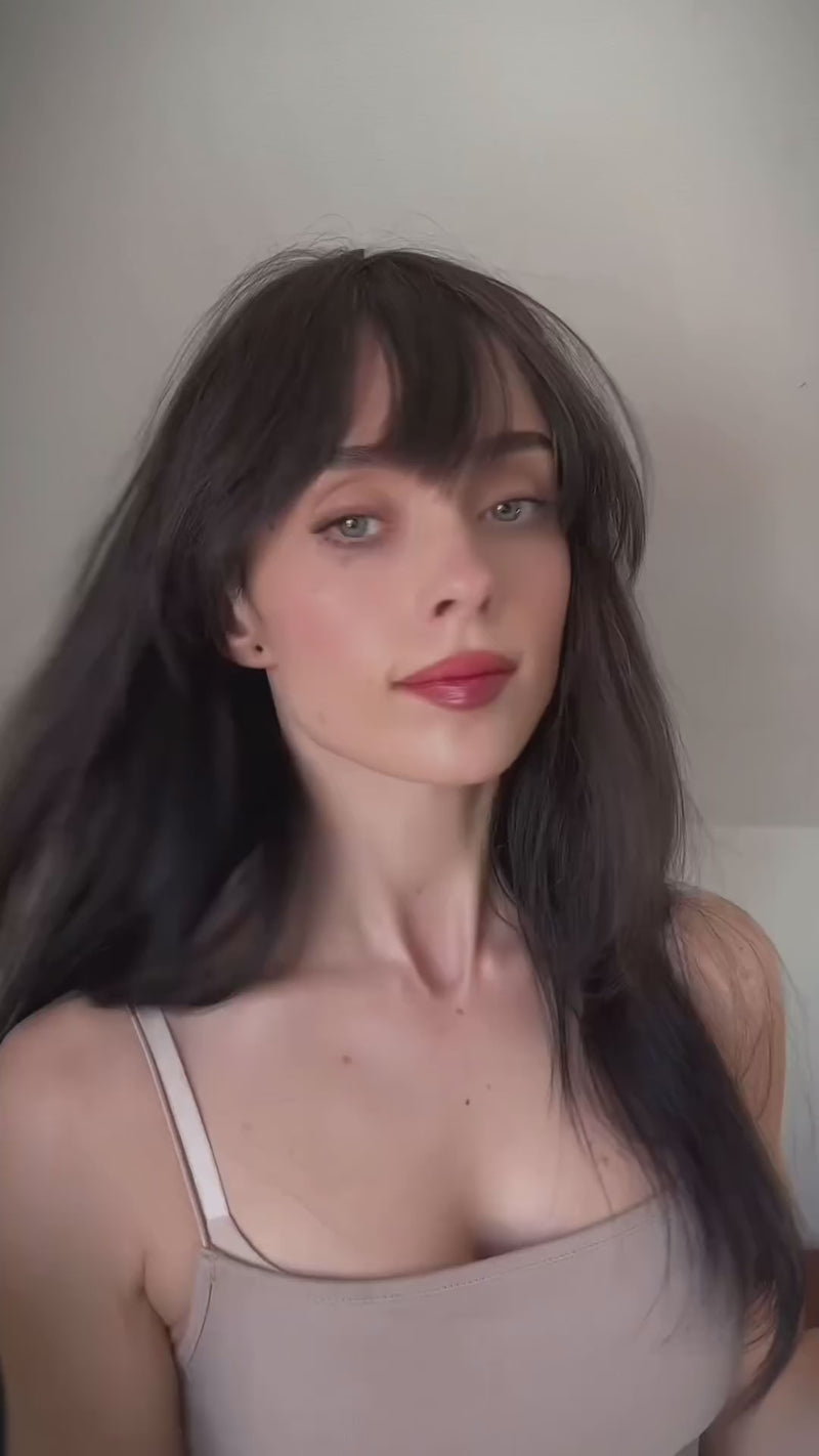 Long Clip in Bangs Human Hair #1B NATUREL BLACK