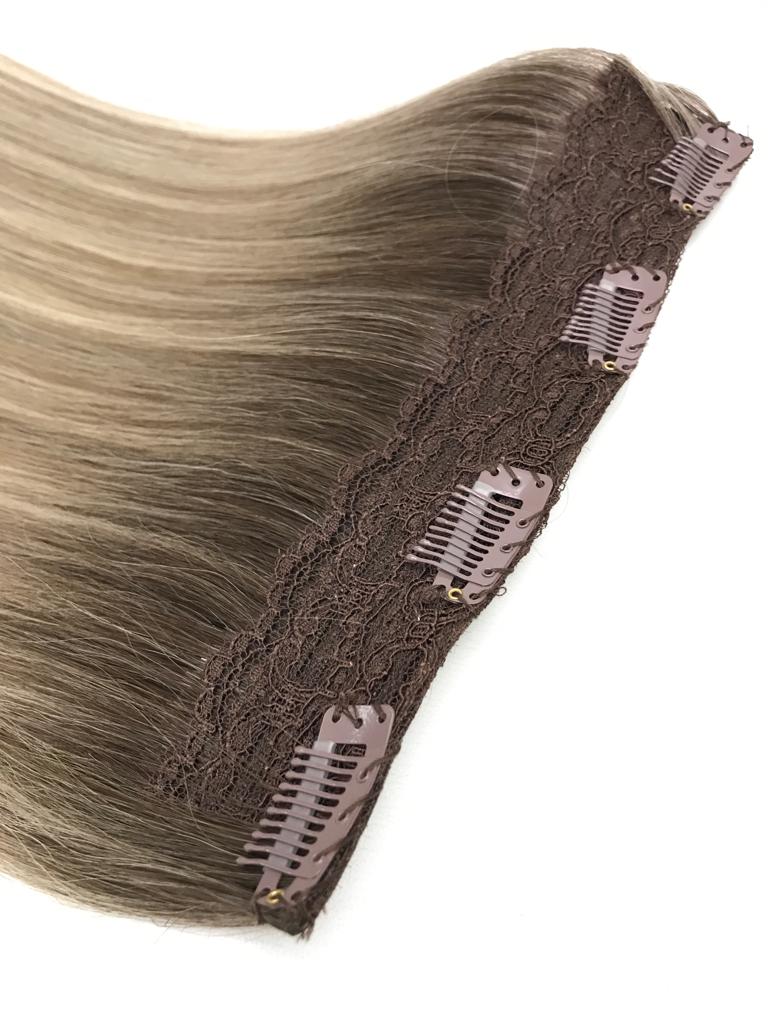 3 Pcs Clip in Hair Extensions #5A - #7A -#60 - COPACABANA BEACH - OMBRÉ  & HIGHLIGHT