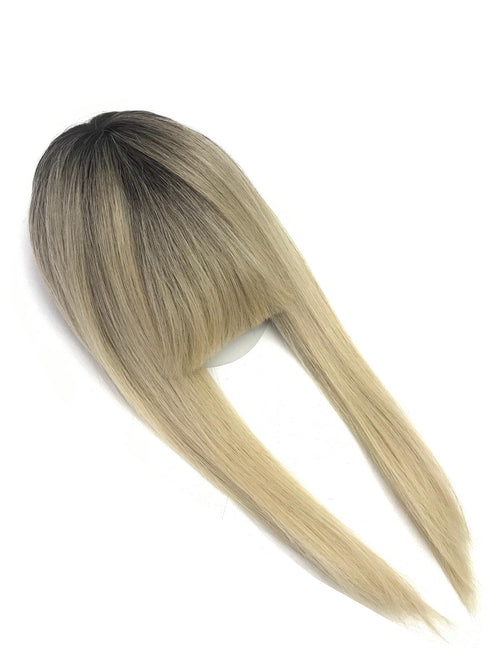 Clip In Bangs Fringe Human Hair Color #1B - #61 - Melted Ice Ombré