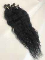Keratin Tip Hair Extensions Curly Human Hair Color #1B Naturel Black