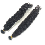 Keratin Tip Hair Extensions Curly Human Hair Color #1B Naturel Black