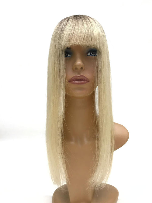 Long Clip In Bangs Fringe Human Hair Color  #1B-613 Polynesian Pearls Ombré