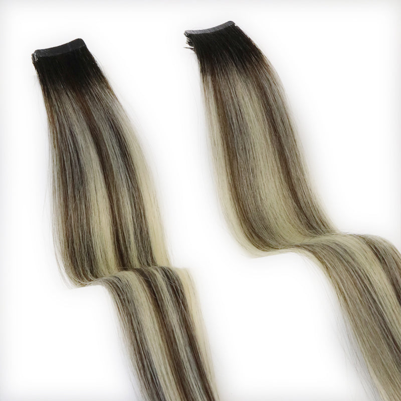 Ombre Balayage Tape In Hair Extensions 1B/18 Ash Blonde Piano Color