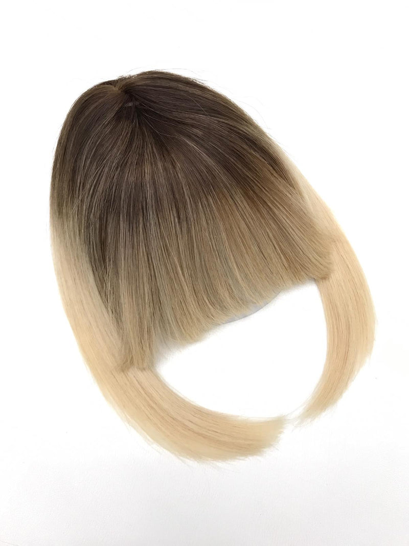 Short Clip In Bangs Fringe Human Hair Color #5.1 - #613 Ombré