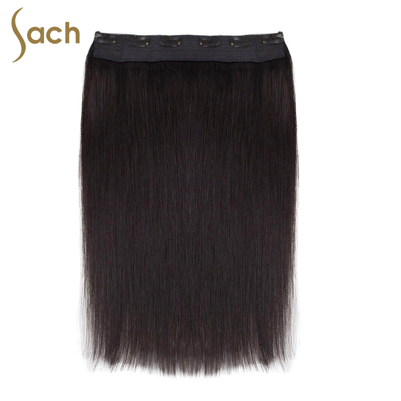 Thick One Piece 3/4 Full Head Clip in Hair Extensions Color #1B Natural Black